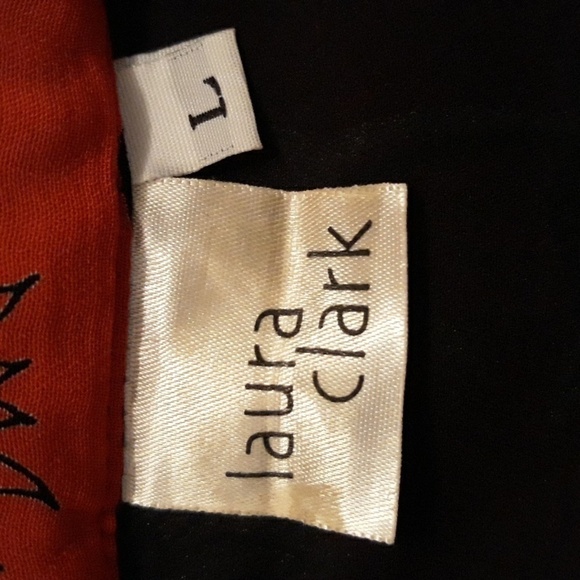 Laura Clark Skirt Floral Lining in Red and White Side Zipper Skirt Size Large - Picture 5 of 5